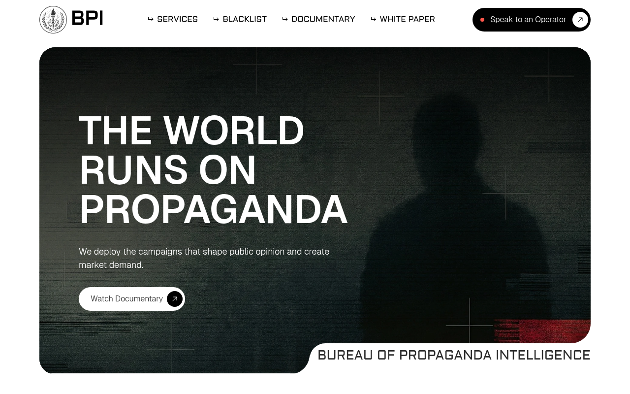 The Propaganda Bureau homepage screenshot