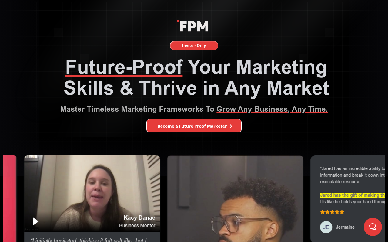 Future Proof Marketers homepage screenshot