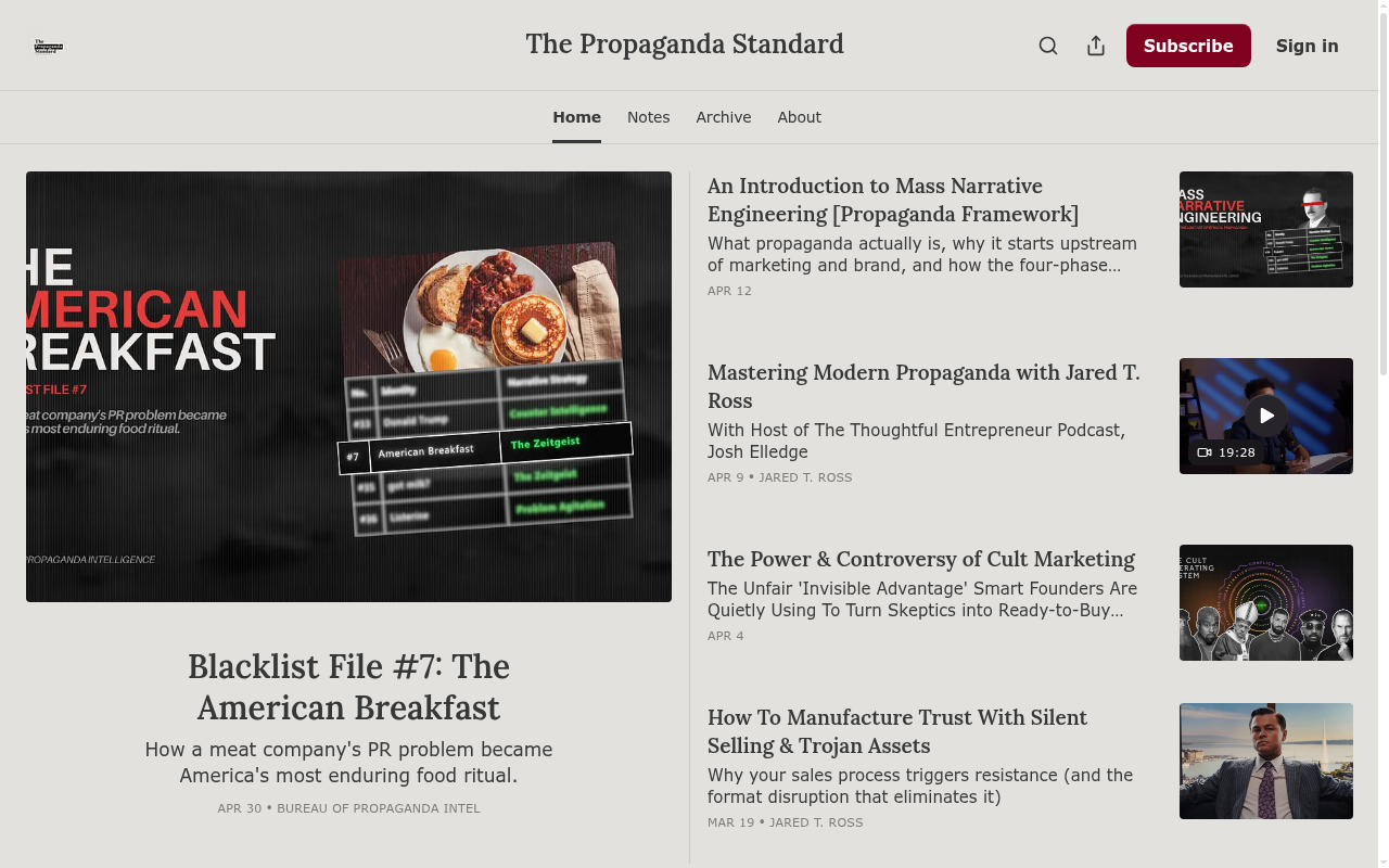 Propaganda Standard homepage screenshot